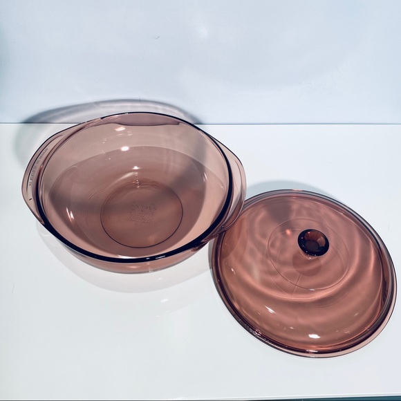 PYREX Amethyst Cranberry Purple Casserole And Bowl Set Of 3 - Picture 3 of 16